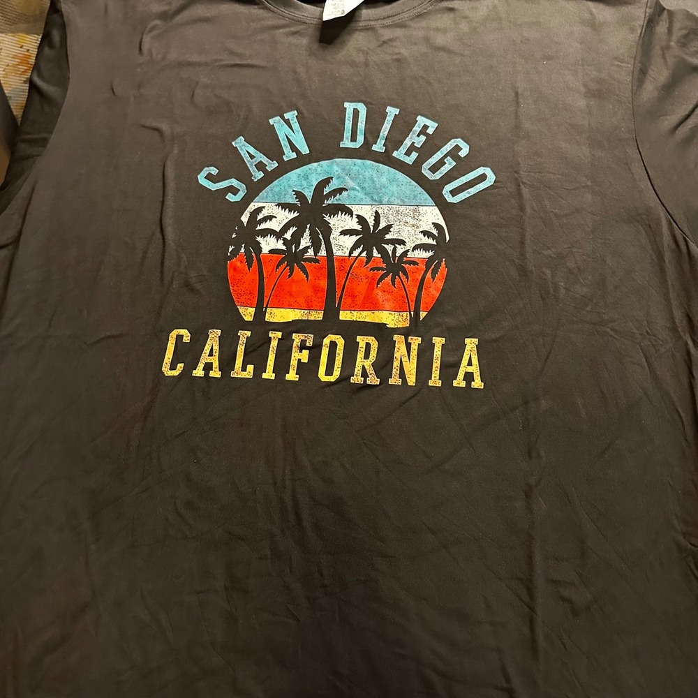 KonKave San Diego California Palm Tree Graphic T-Shirt Black Large 2000P